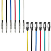1/4-Inch TRS (Stereo) to XLR Male Multi-Colored Balanced Cables Metal Connectors (6 Pack)